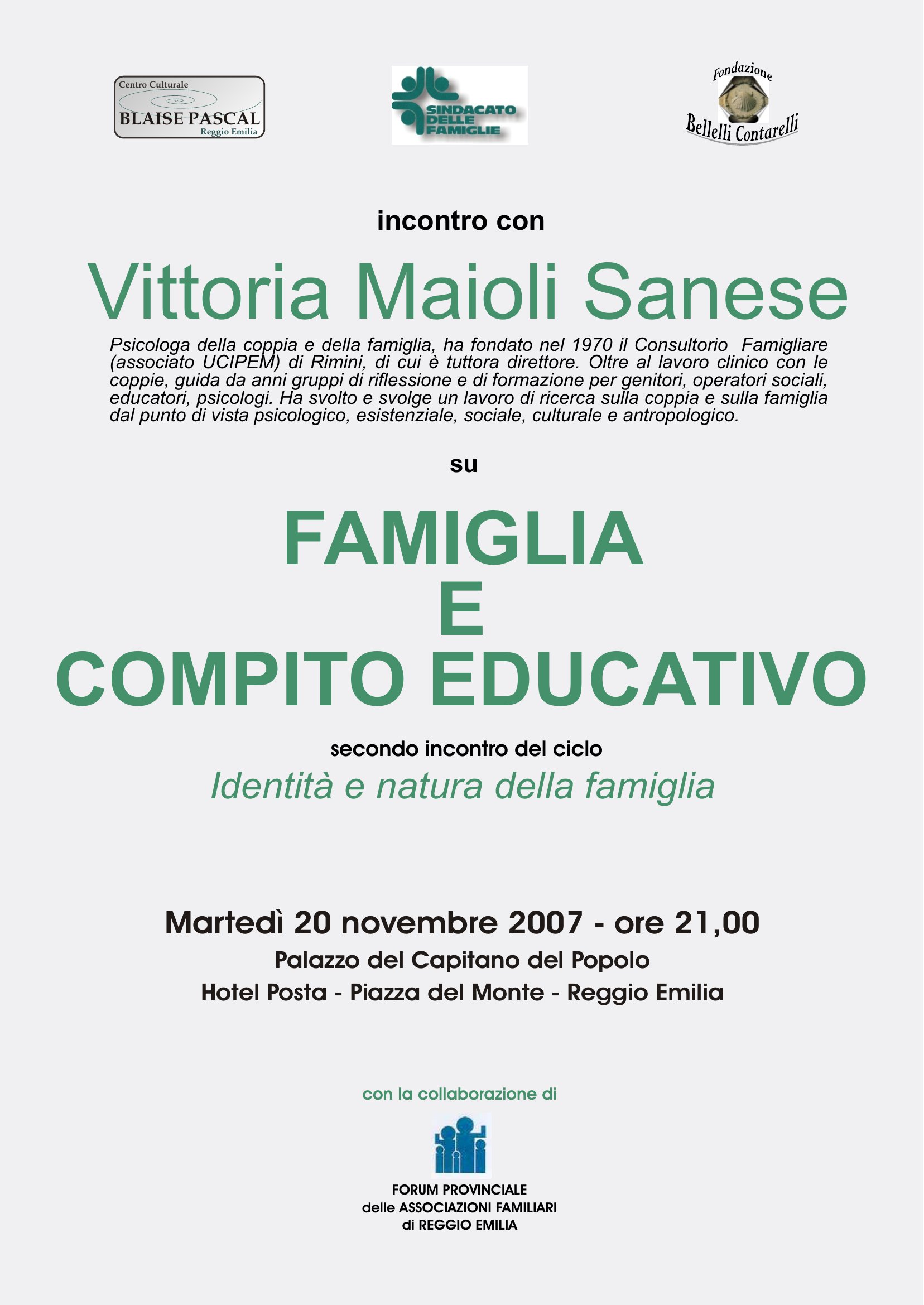 FAMIGLIA E COMPITO EDUCATIVO