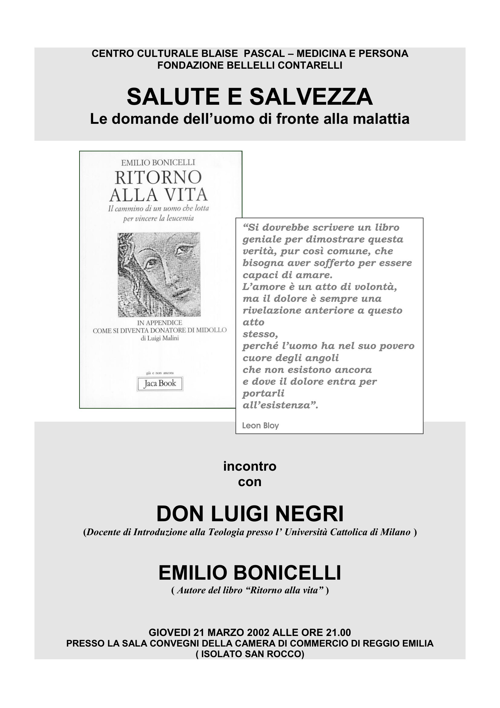 SALUTE E SALVEZZA - Le domande dell'uomo di fronte alla malattia
